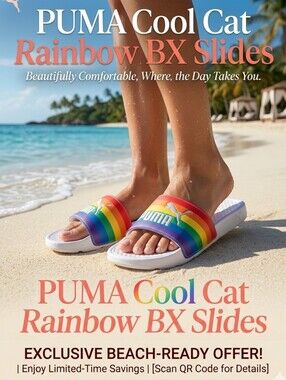 💦PUMA👣 Cool Cat Rainbow BX Slides